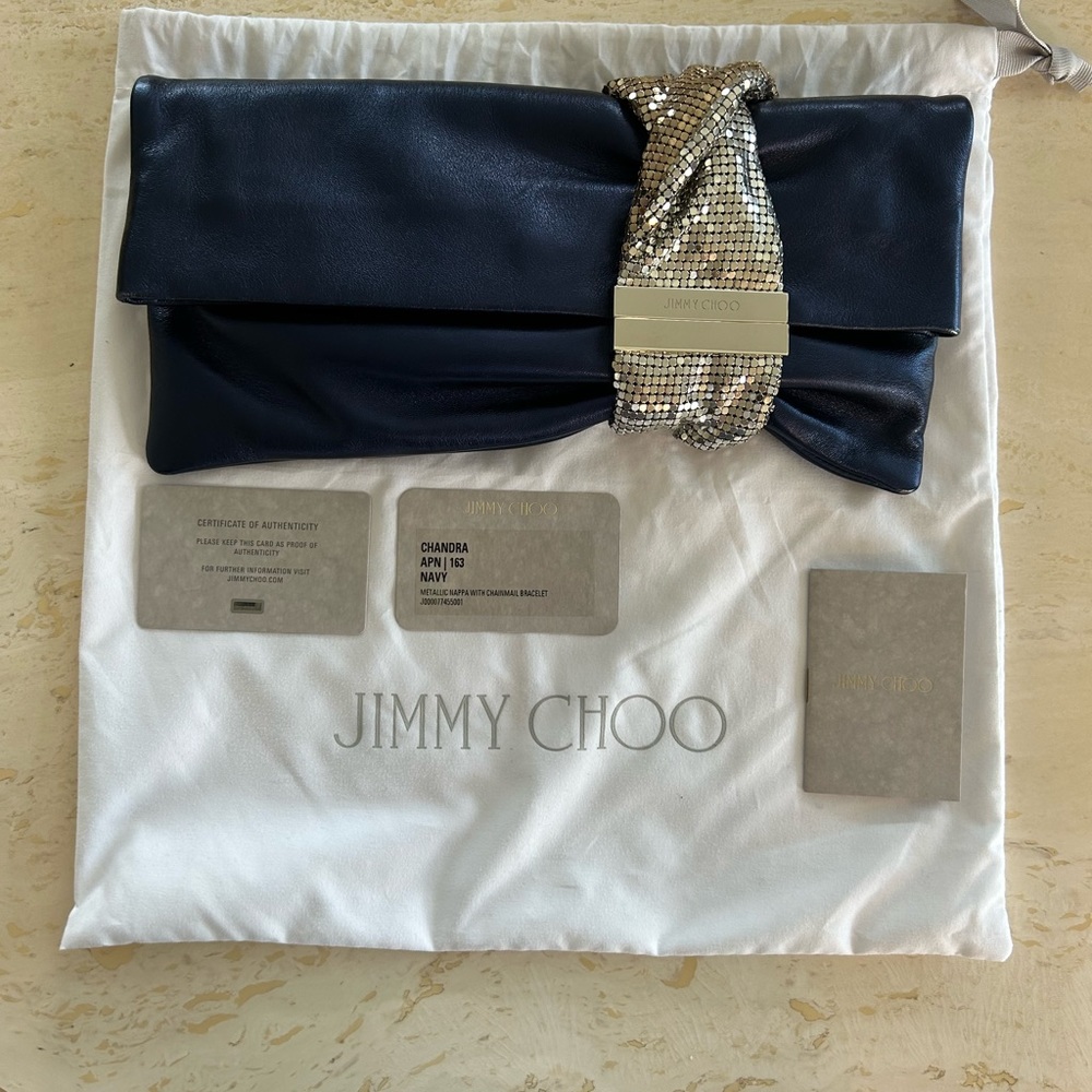 Jimmy Choo Navy two-tone (gold and silver) Clutch